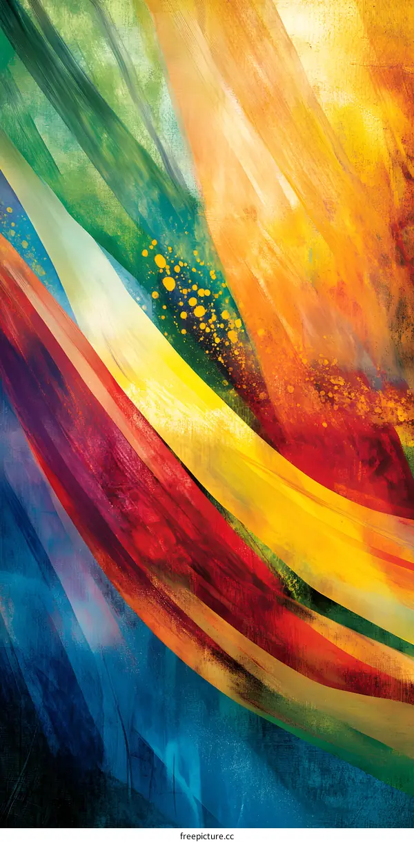 Abstract Watercolor Painting With Curved Lines