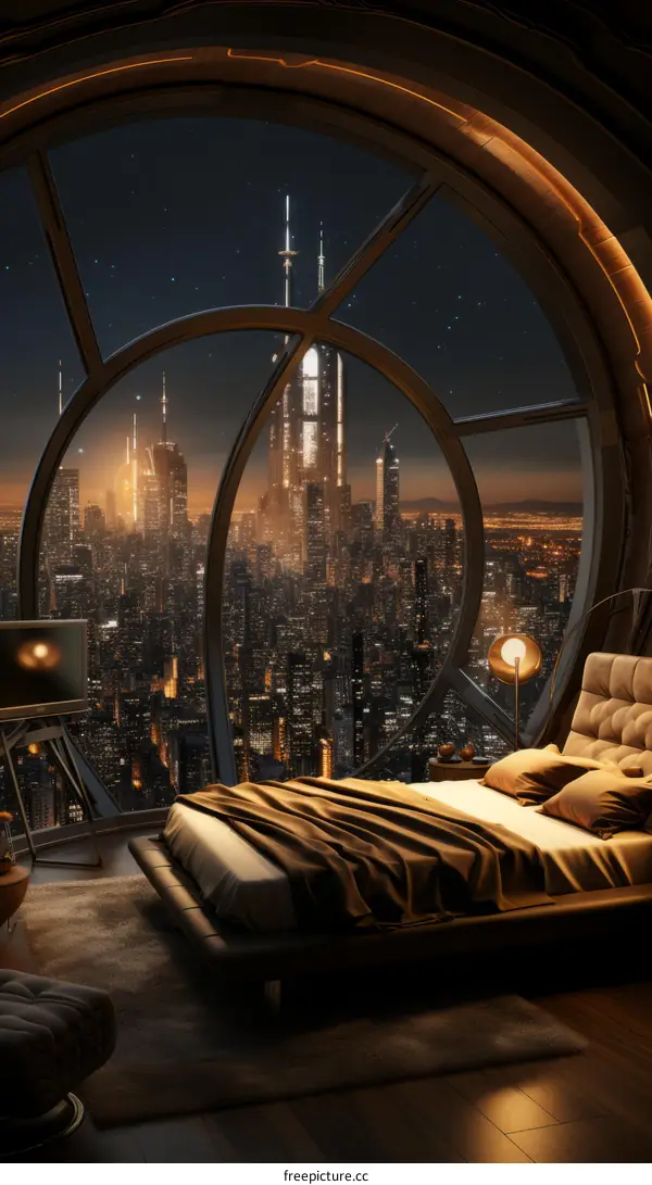 Futuristic Cityscape Bedroom Interior Design