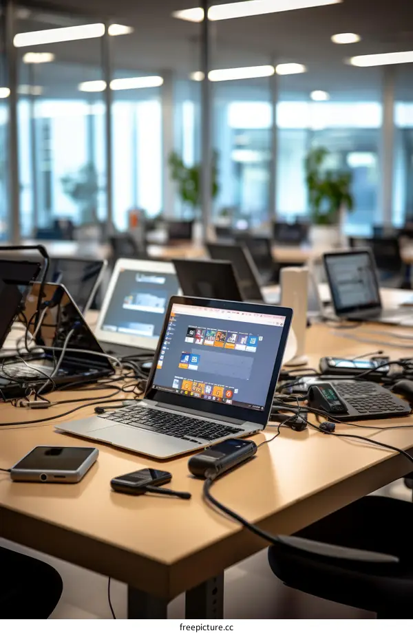 Modern Office Space with Empty Desks and Chairs