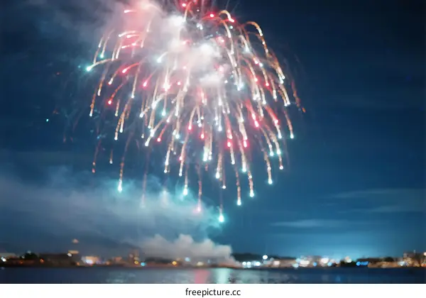 Vibrant Colorful Fireworks Display Lighting Up Night Sky