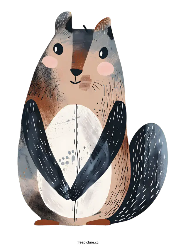 [Transparent Background PNG]Cute Cartoon Squirrel Illustration in Watercolor Style