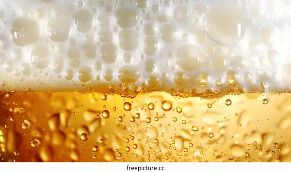 Close up of Beer Bubbles in a Glass
