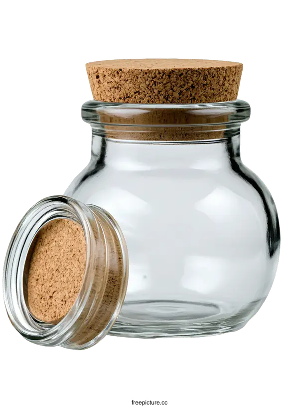 [Transparent Background PNG]Clear Glass Jar with Cork Lid