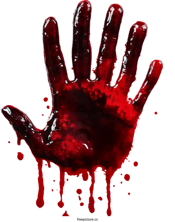 [Transparent Background PNG]Bloody Handprint on White Background