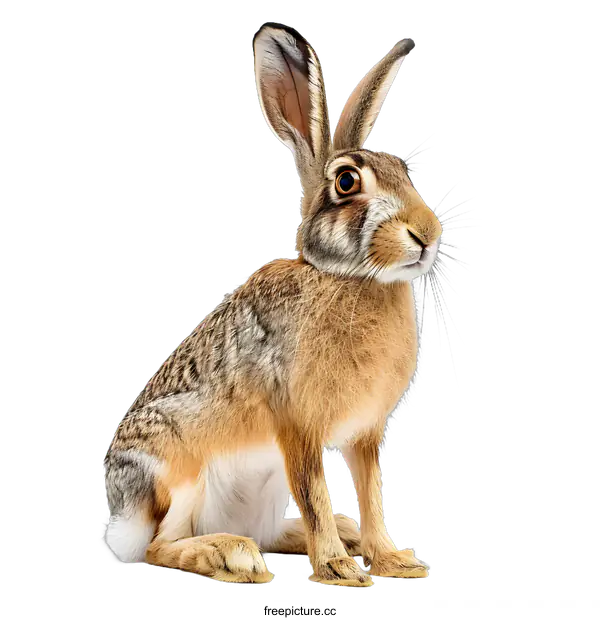 [Transparent Background PNG]Alert Hare on White Background