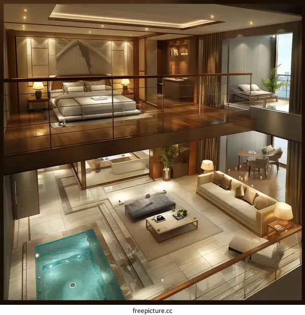 Luxury Multi-Level Penthouse Suite Interior Design