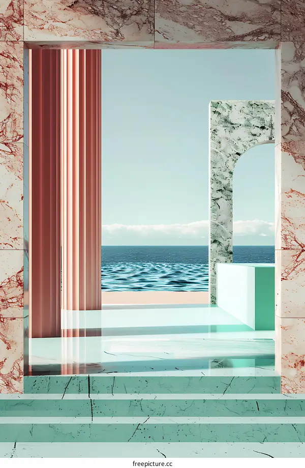 Abstract Minimalist Architecture with Ocean View
