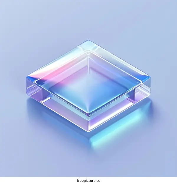 Glass Cube Rendered on Blue Background
