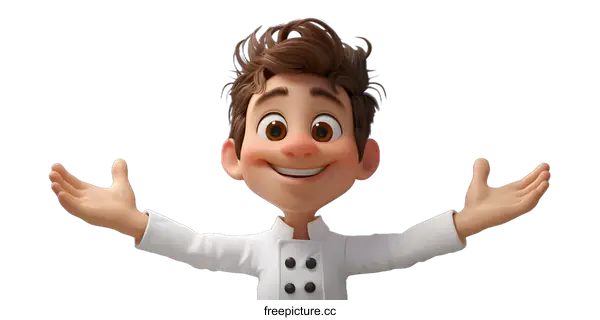 [Transparent Background PNG]3d cartoon character of a boy chef