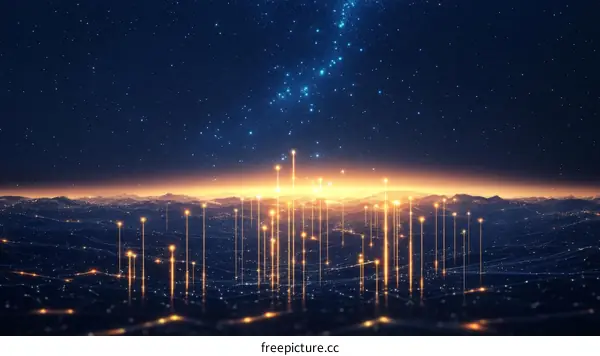 Abstract Digital Cityscape at Night