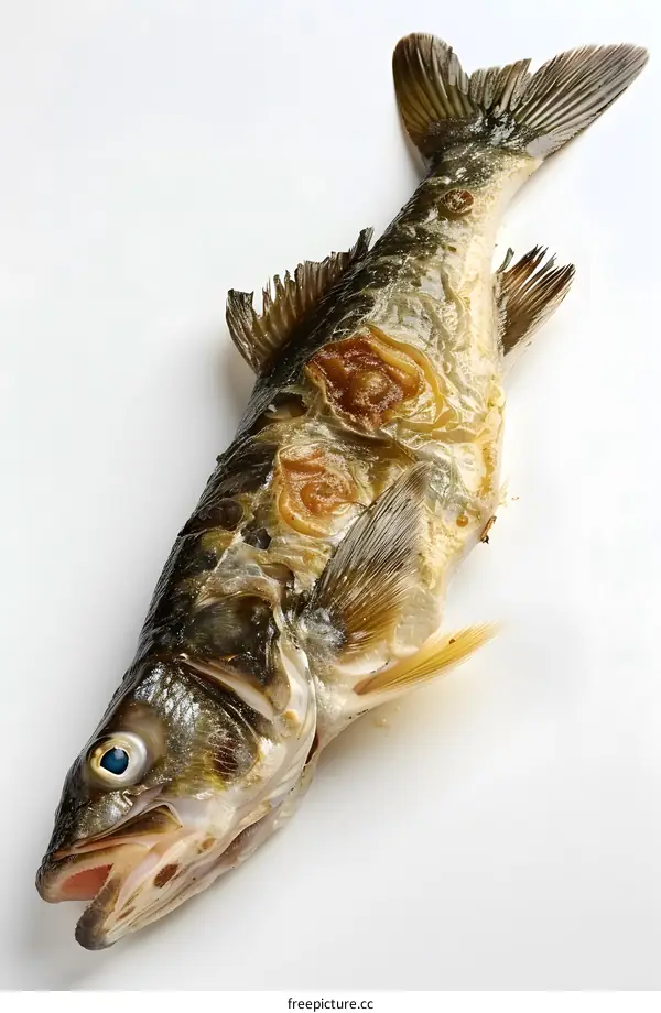 Grilled Fish on White Background