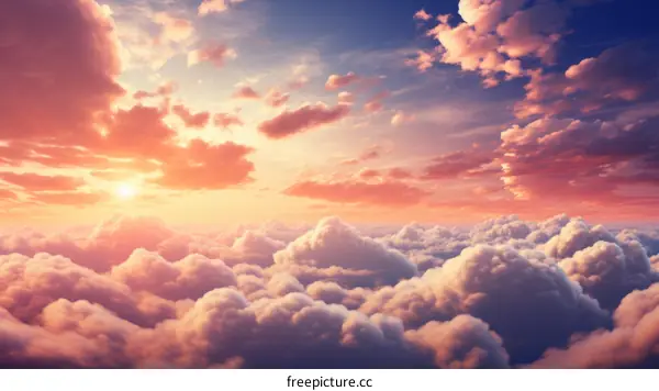 above the cloudscape during sunset