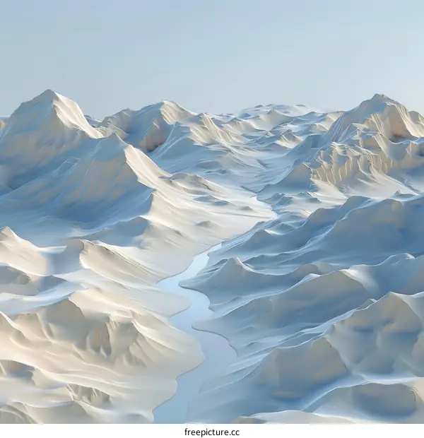 Majestic Icy Mountain Peaks and a River Flowing through a Valley