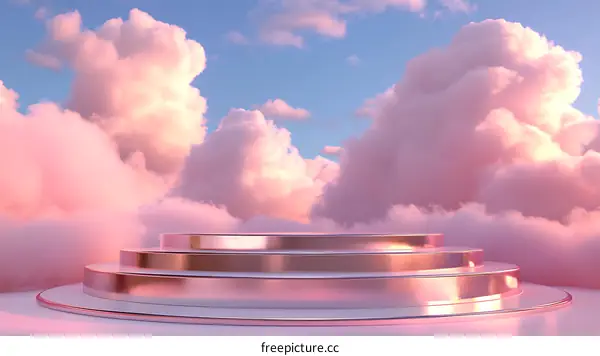 Pink Cloud Podium Display Illustration