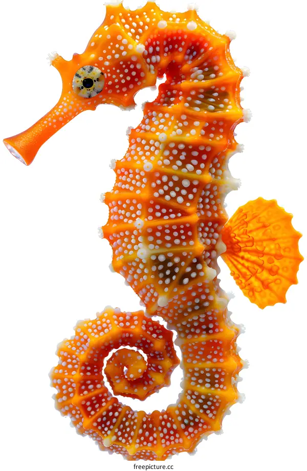 Orange Seahorse on White Background