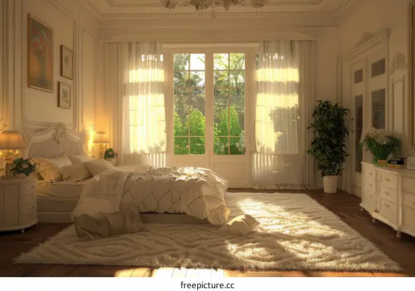 Elegant and Sunny Bedroom Interior Design