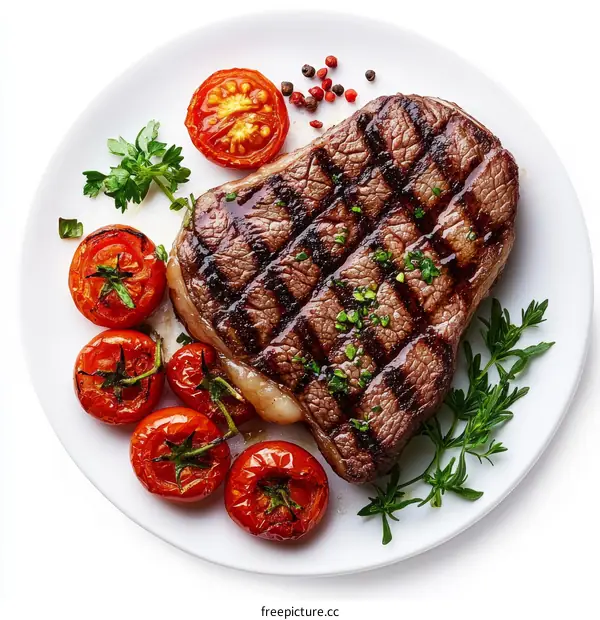 Grilled Steak with Roasted Cherry Tomatoes