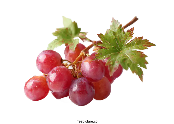[Transparent Background PNG]Closeup of a Bunch of Red Grapes with Water Droplets