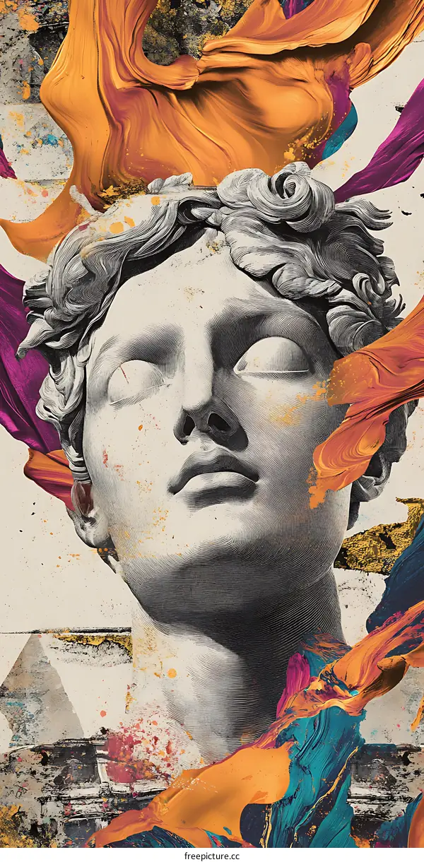 Abstract Art with a Marble Statue Head