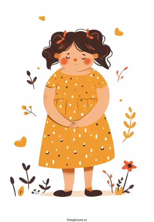 Illustration of a sad and lonely girl