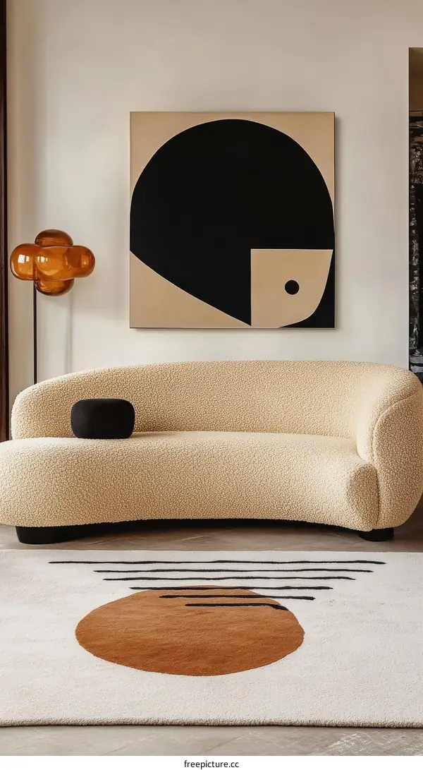 Modern Abstract Interior Design with Cream Couch