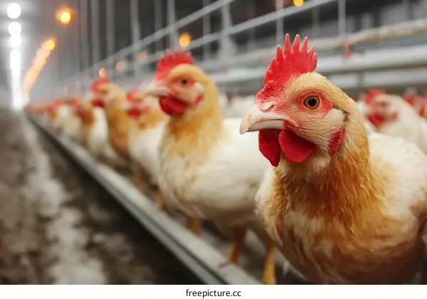 Chicken Farm with Many Chickens