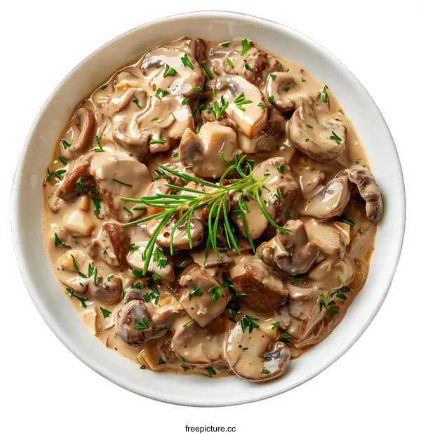[Transparent Background PNG]Beef and mushroom stew in creamy sauce