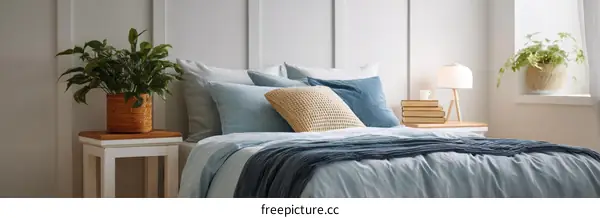 Cozy Bedroom with Light Blue Bedding