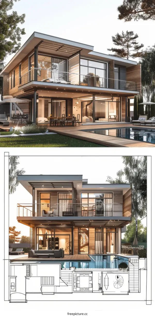 Modern House Design with Pool and Outdoor Area