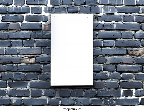 White Blank Sign on Brick Wall Mockup