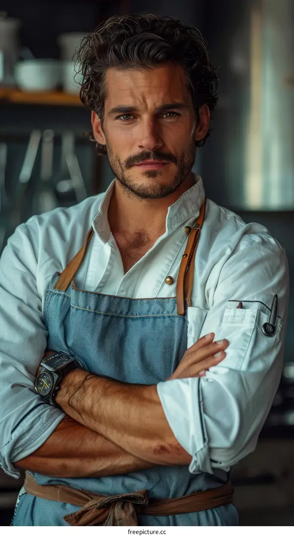 Portrait of a Confident Chef in a Professional Kitchen