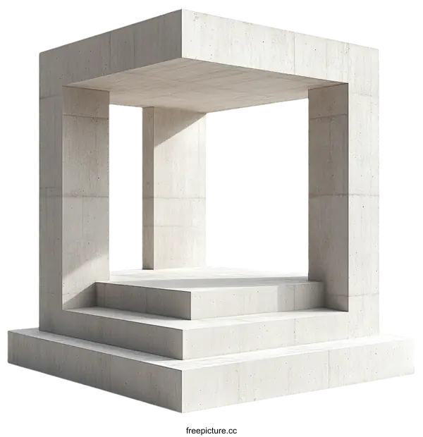 [Transparent Background PNG]Modern Concrete Structure with Steps