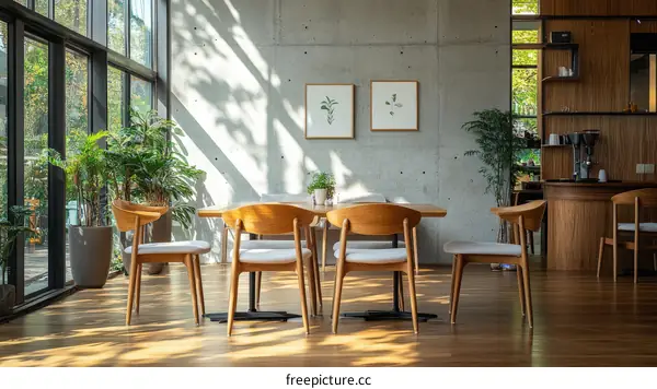 Modern Cafe Interior Design with Natural Light