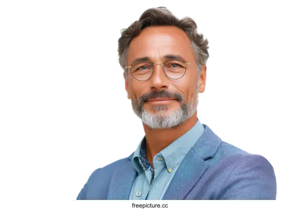 [Transparent Background PNG]Portrait of a Confident Mature Man