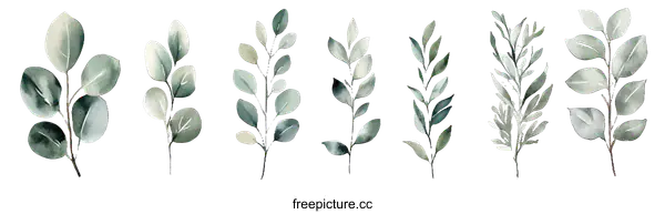 [Transparent Background PNG]Elegant Watercolor Botanical Illustration Set