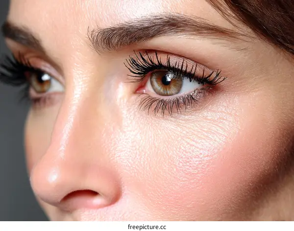 Closeup of a womans face with makeup