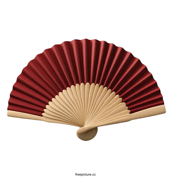 [Transparent Background PNG]Elegant Red and Beige Fan Illustration