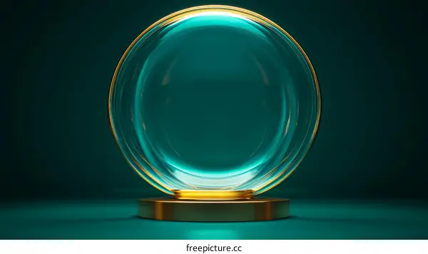 Modern Glass Sphere Display on Gold Pedestal