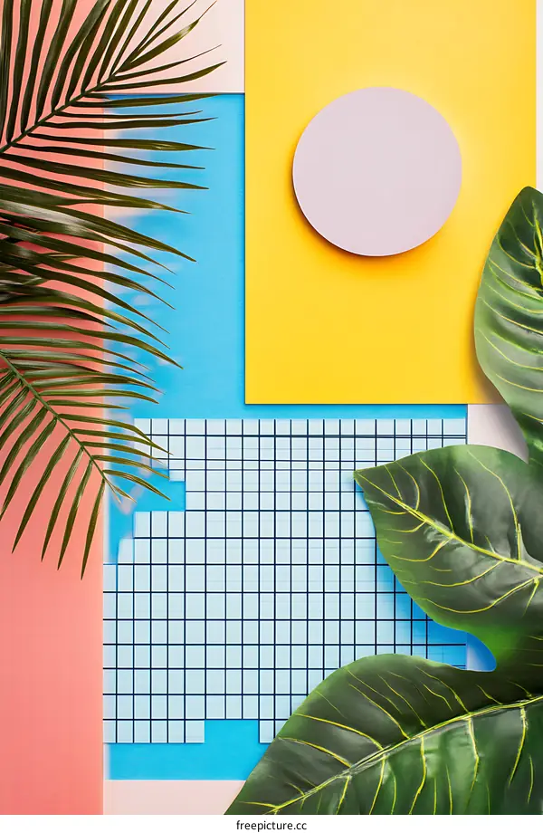 Summer Tropical Leaves Minimalist Abstract Background