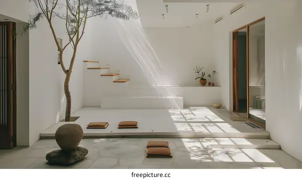 Minimalist Patio Design with Light Streaks
