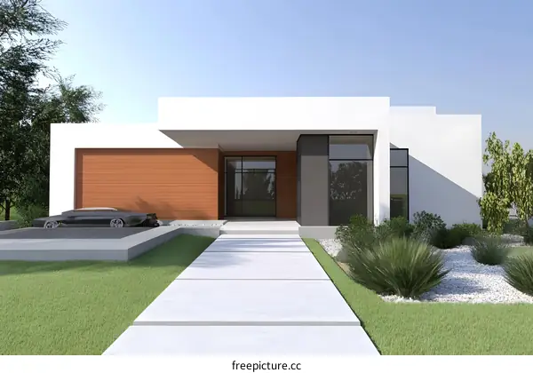 Modern House with White Walls and Brown Siding