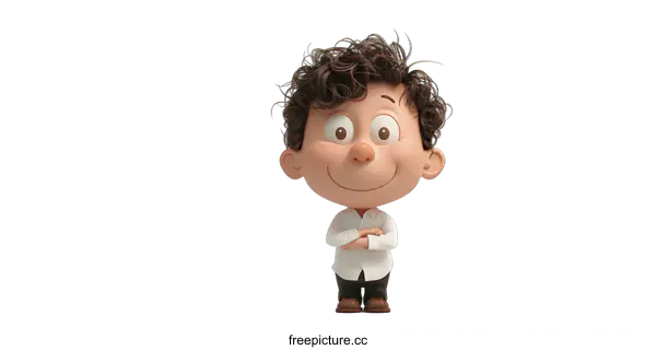 [Transparent Background PNG]Cute Cartoon Boy Character Standing with Arms Crossed