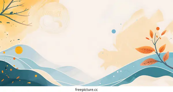 Abstract Background With Waves and Leaves