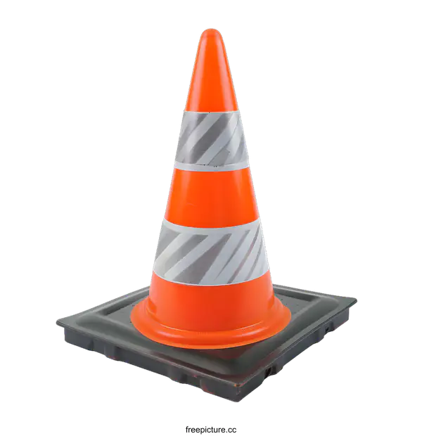 [Transparent Background PNG]Orange Traffic Cone on a White Background