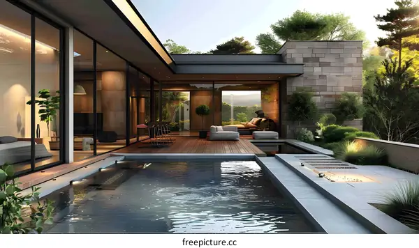 Modern House With Pool and Patio Design