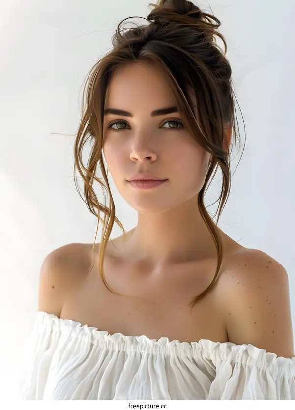 Portrait of a Beautiful Woman with Freckles