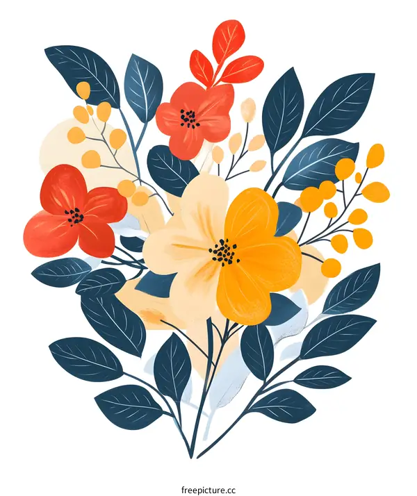 Floral Bouquet with Red and Yellow Flowers