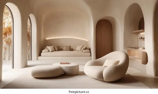 Beige Modern Interior Living Space