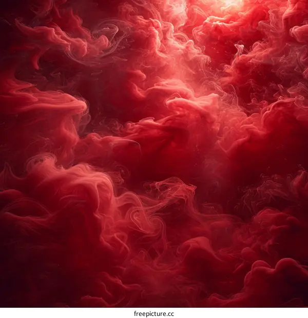 Red and white smoke fills the air