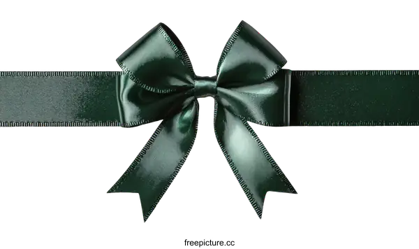 [Transparent Background PNG]Dark Green Ribbon Bow with Horizontal Ribbon
